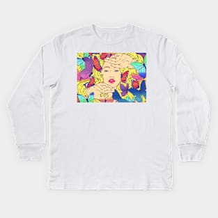 Butterfly Girl Kids Long Sleeve T-Shirt